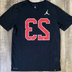 Jordan Men's Black Dri-Fit Tee with Red #23 front and back. Size medium